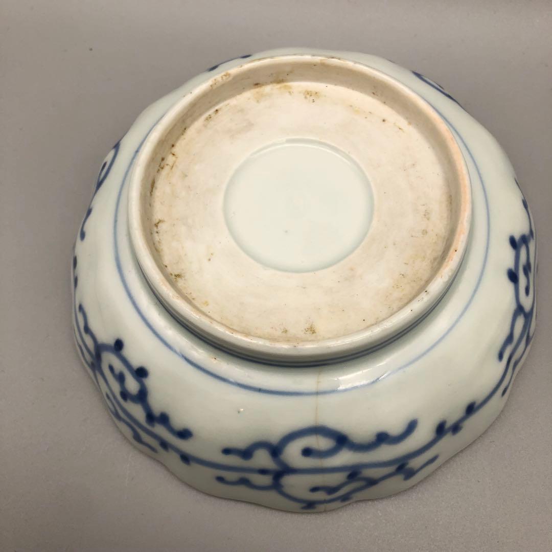 年代物希少古伊万里染付みじん唐草文なます皿 3枚15cm骨董品ビンテージ食器