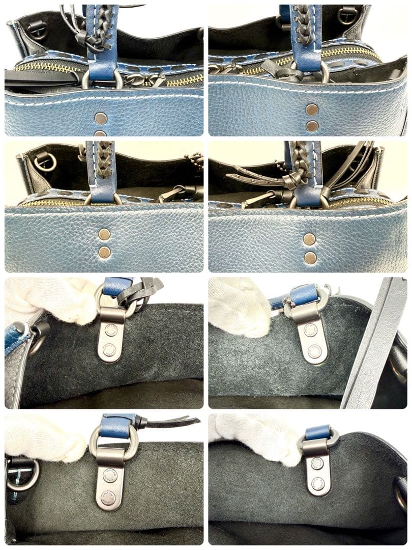 極美品 希少 コーチ ローグ 30 3way レザー ショルダーバッグ ネイビー