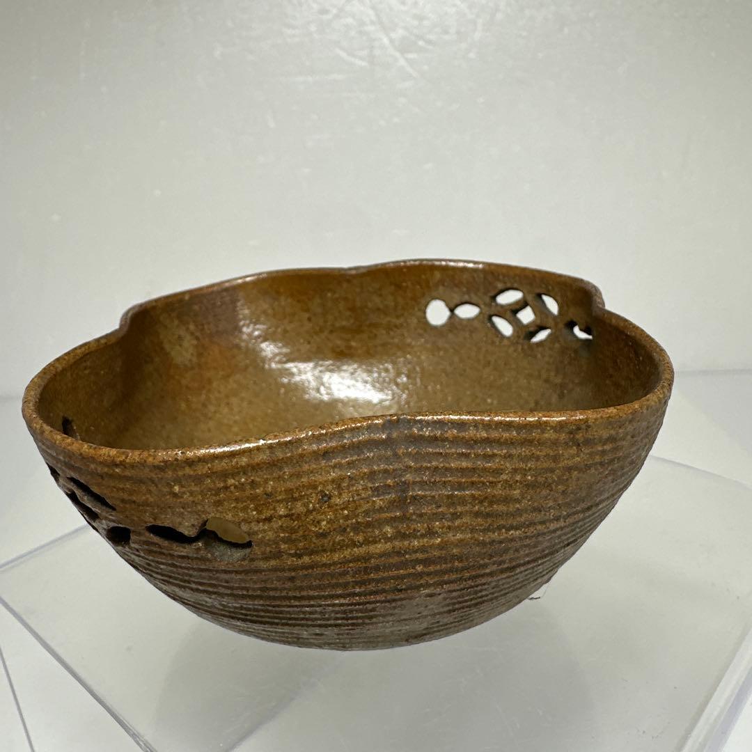 江戸初期　古唐津透盃碗　幅約10㎝　タコチ　東さ7-0411☆2F
