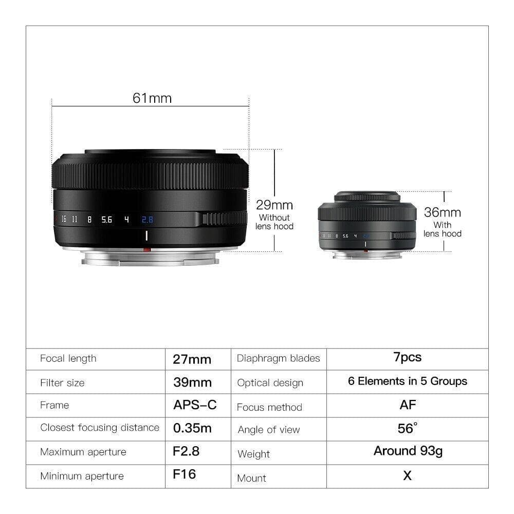 TTArtisan AF 27mm F2.8 フジフイルム Xマウント ブラック