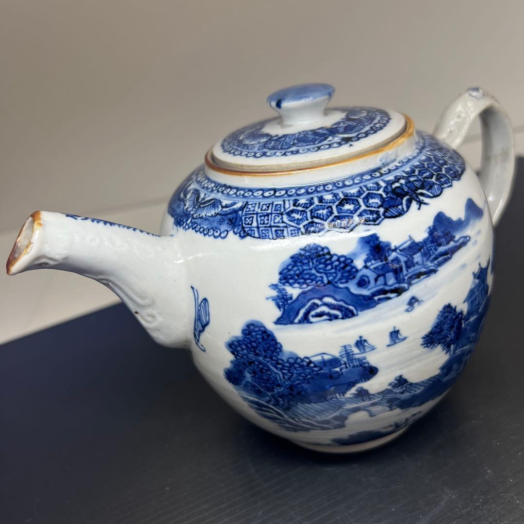 中国清時代　新渡急須　幅約21.5㎝　東Y7-1219☆1F