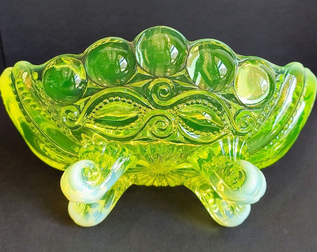 Mosser Glass Jam Dish モッサーグラス ウランガラス レトロ