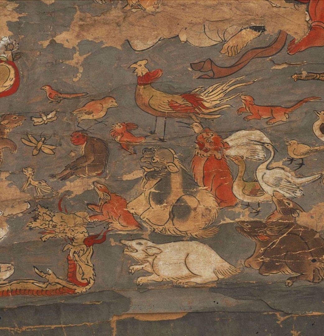 古仏画 涅槃図 肉筆 真作 無落款 仏教美術