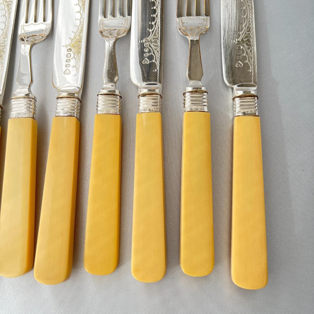 【John Batt 】【純銀継手】デザートセット 24本 木製ケース