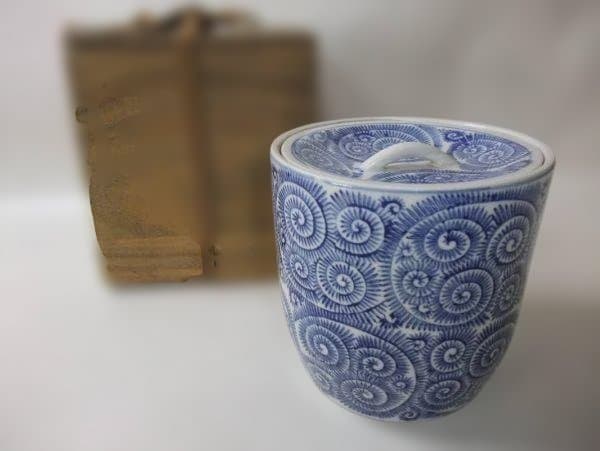 伊万里 染付 ぜまい手 蛸唐草 水差し 茶道具 時代物 骨董 逸品