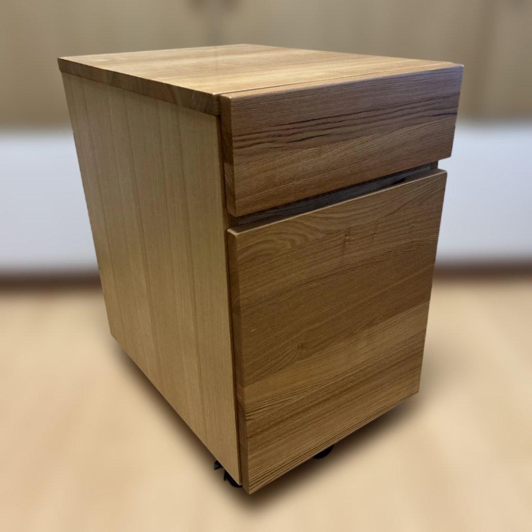 【極美品】無印良品 キャスター付きデスクキャビネット タモ材 天然木 学習机