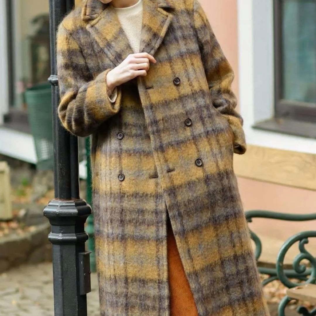 極美品 マッキントッシュ　フィロソフィー　モヘアシャギー　ダブルチェスターコート