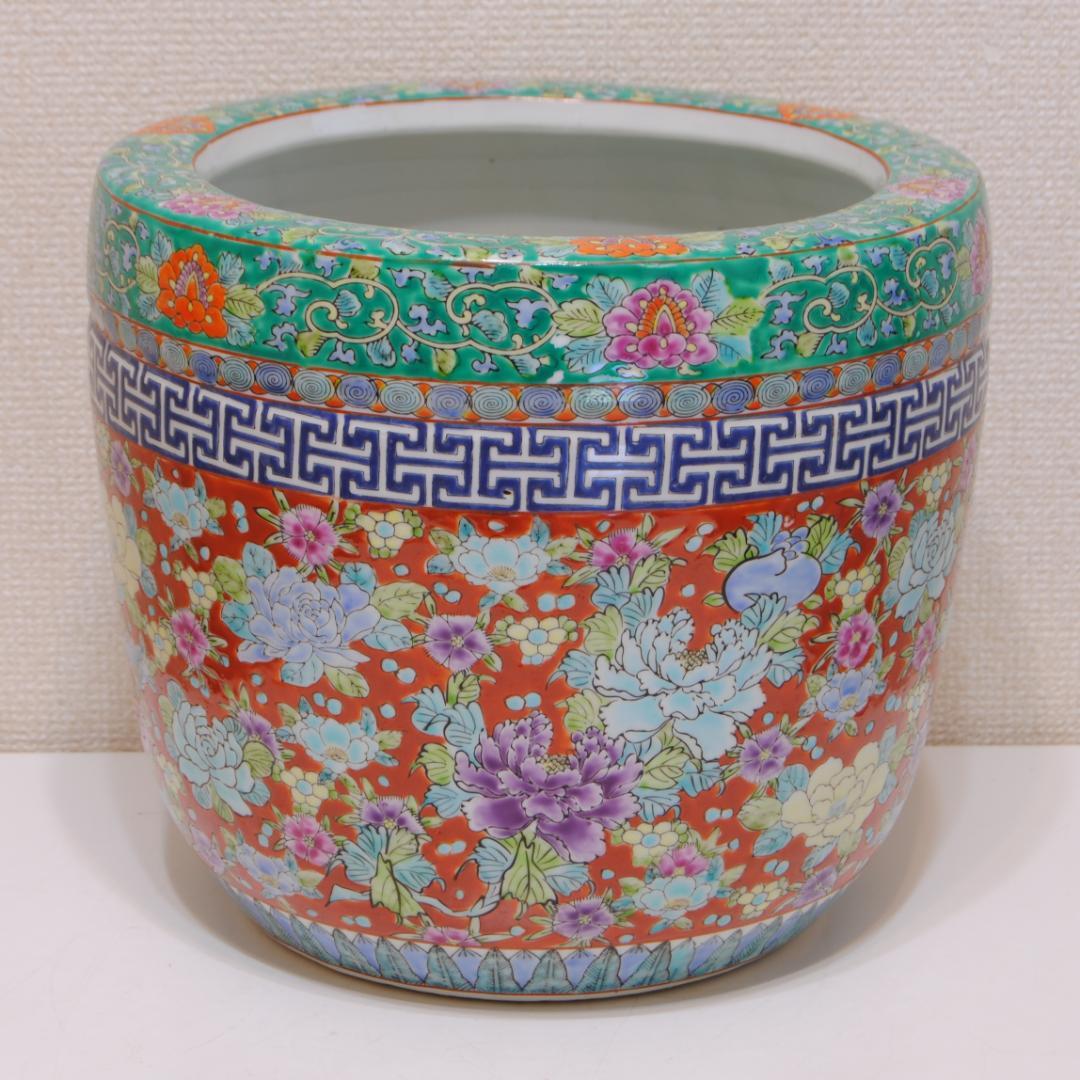 伊万里 十錦手 色絵 火鉢 手炙り 金魚鉢 メダカ鉢 睡蓮鉢 植木鉢 古玩 2