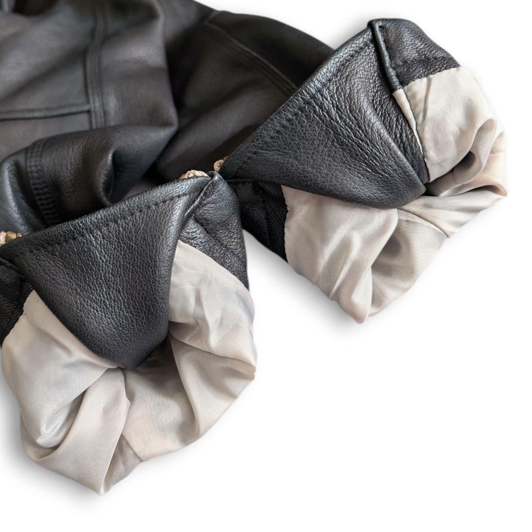 美品 LHP 斜めダブルジップ ラムレザー ライダースジャケット L ブラック