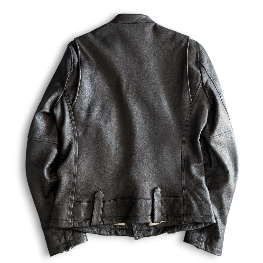 美品 LHP 斜めダブルジップ ラムレザー ライダースジャケット L ブラック