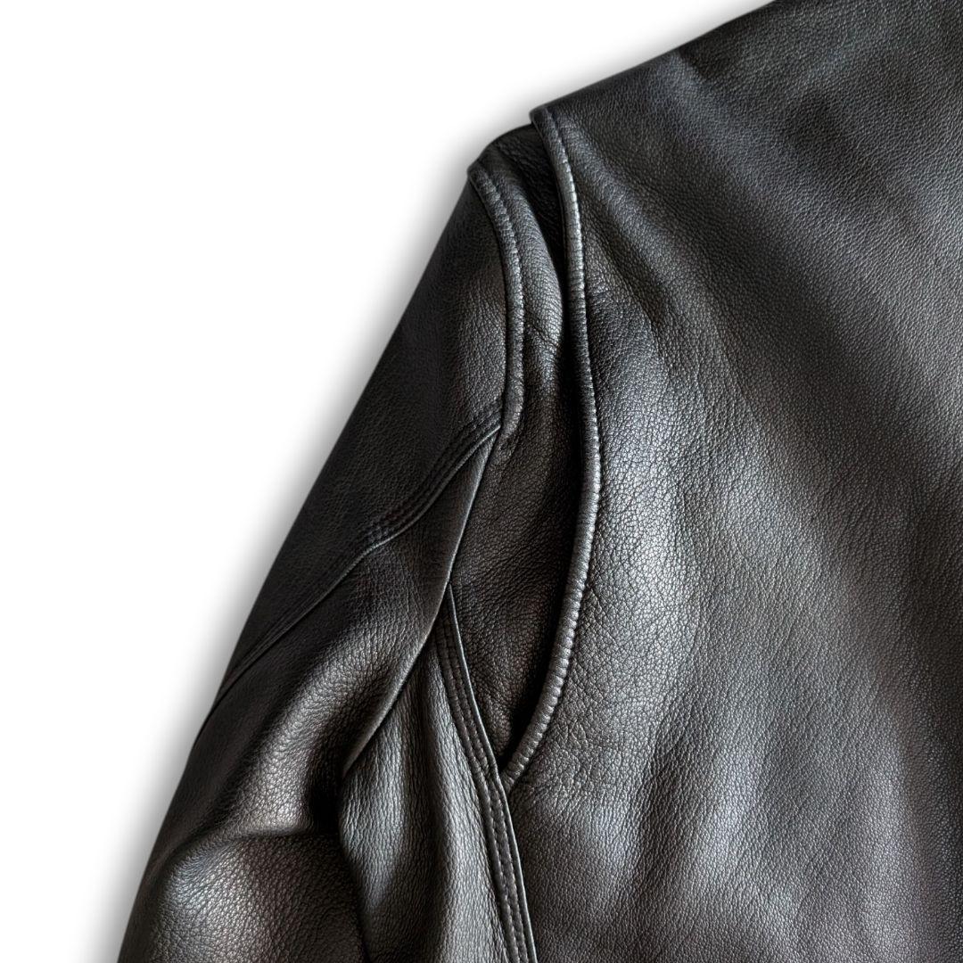 美品 LHP 斜めダブルジップ ラムレザー ライダースジャケット L ブラック