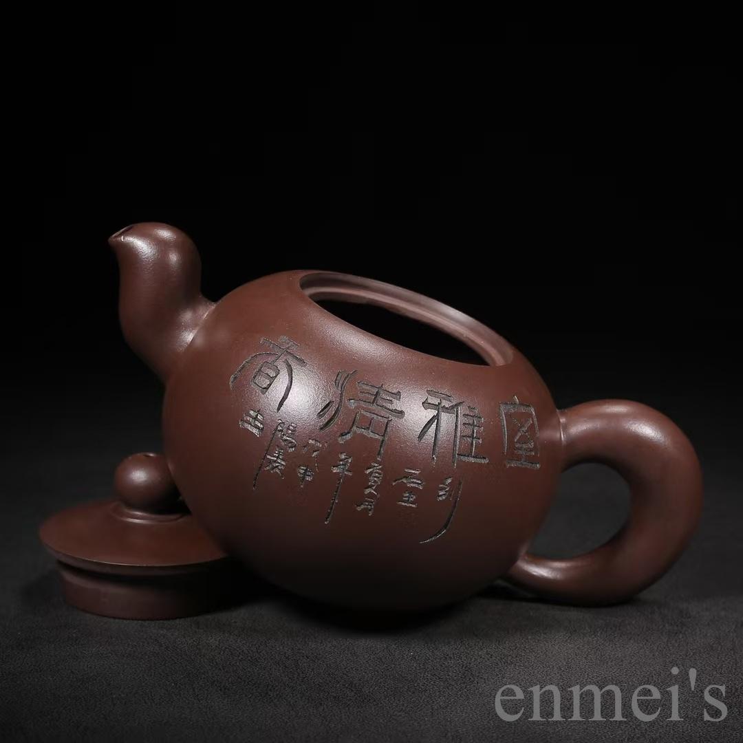 中国古美術 紫砂壺 一粒珠壺 底款:顧景舟 原鉱紫泥 急須 茶壺 煎茶道具 唐物