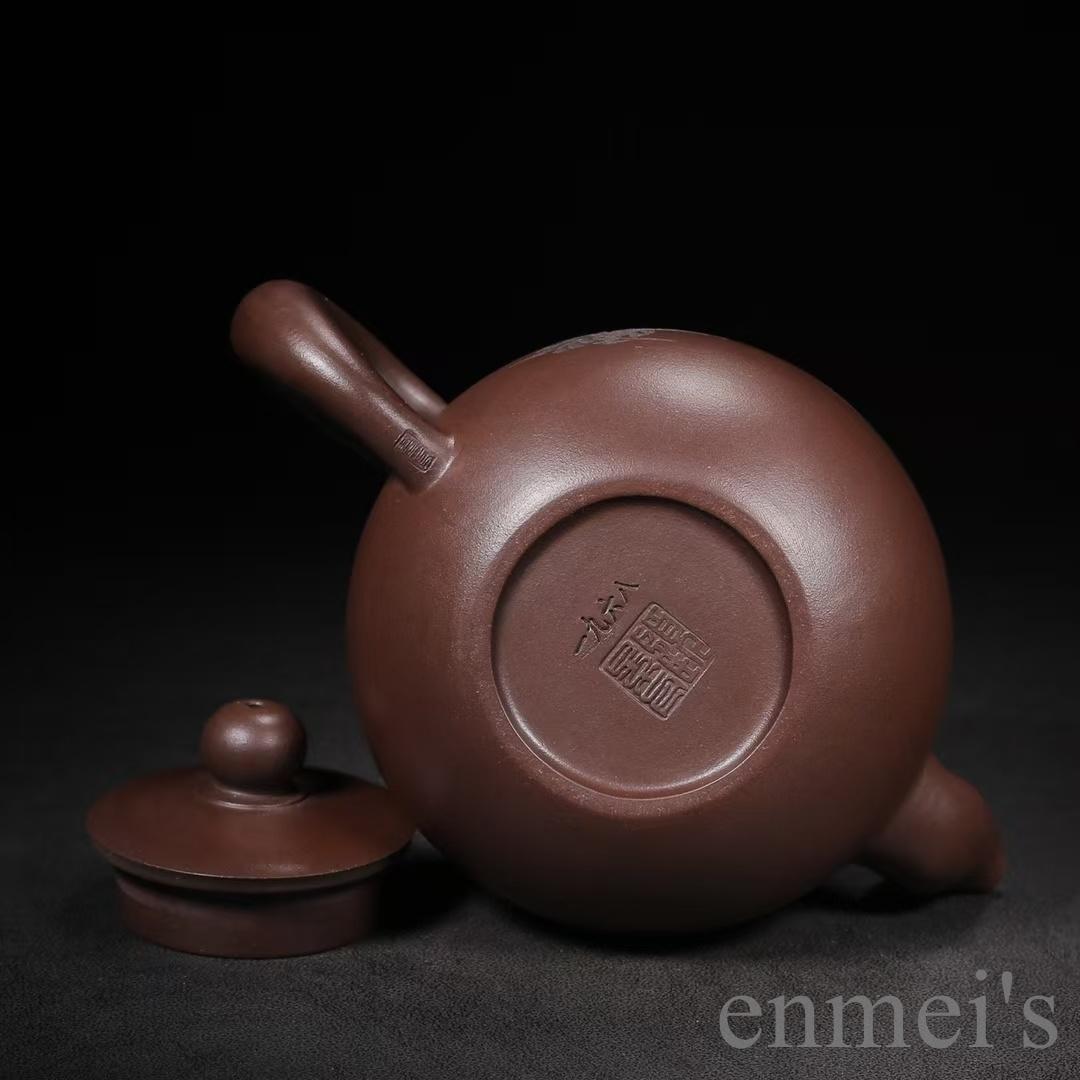 中国古美術 紫砂壺 一粒珠壺 底款:顧景舟 原鉱紫泥 急須 茶壺 煎茶道具 唐物