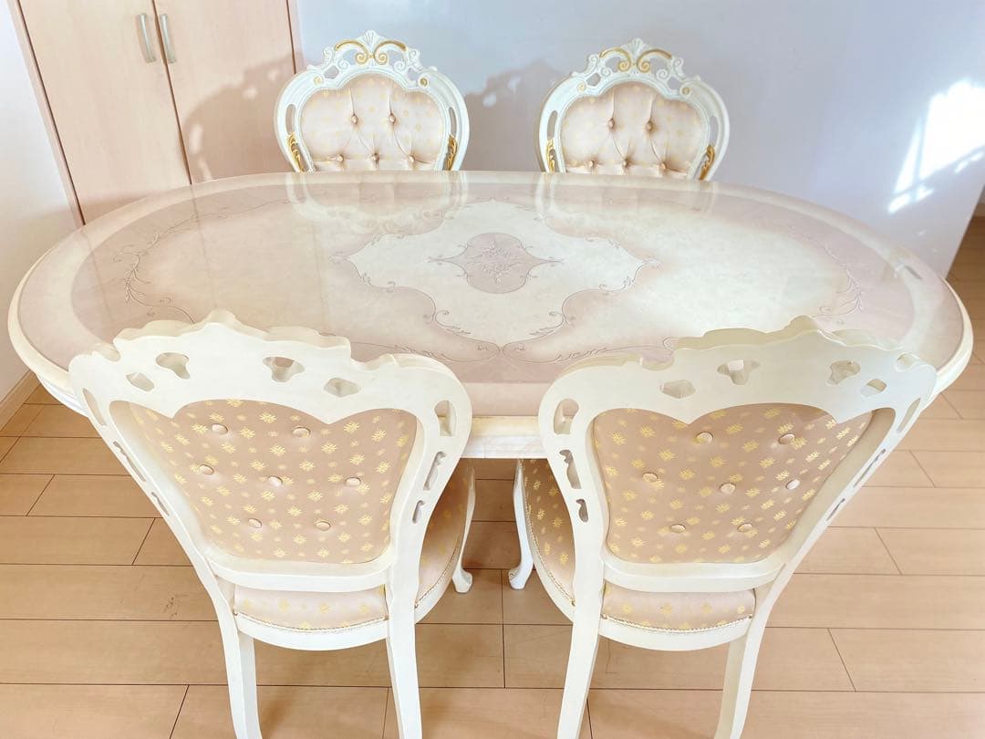 ①サルタレッリヴェルサイユ　ダイニングテーブル &チェア4脚　※5点販売のみ