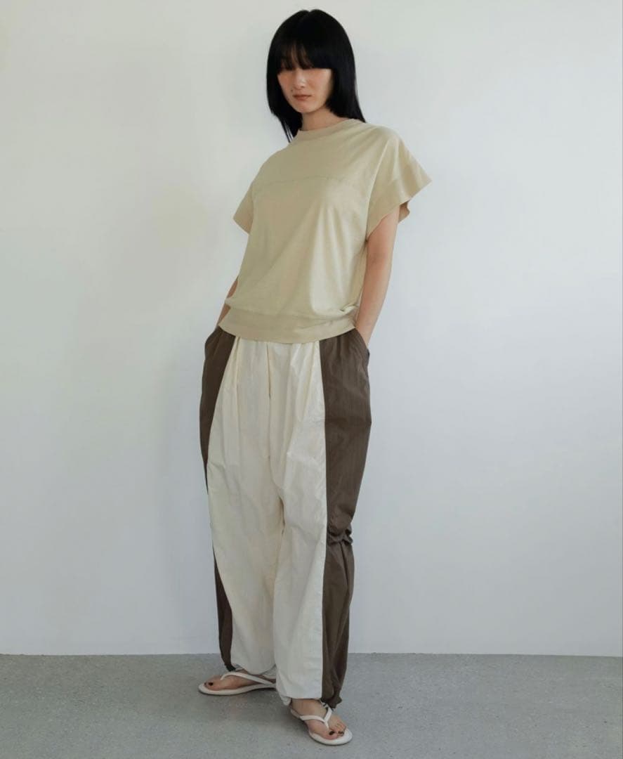 【anuke】Bicolor parachute pants 38size