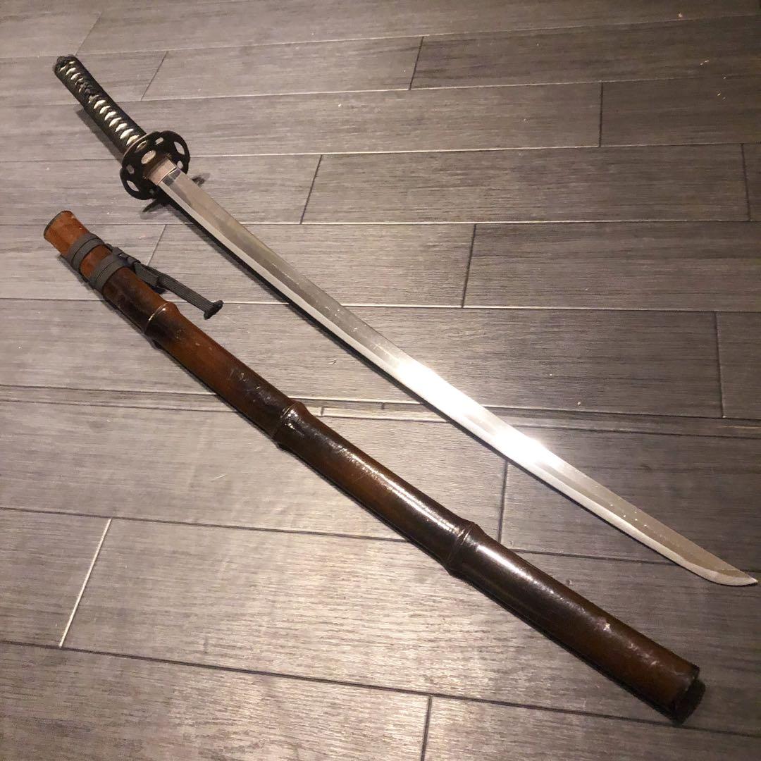 希少品　竹鞘　大小セット　竹筒拵　高級模造刀　居合刀　竹鞘太刀　2本セット