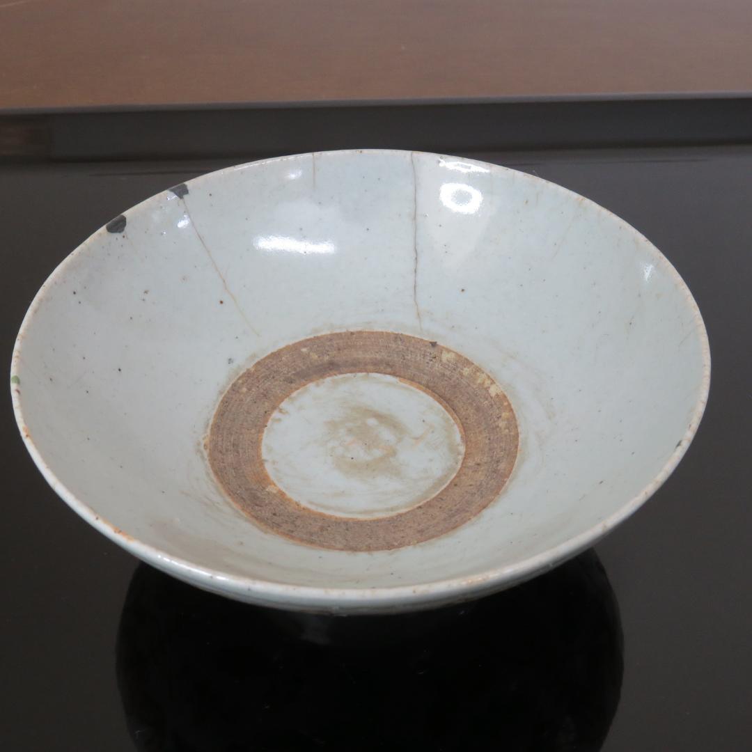 中鉢 花文様 色絵付け ニュウ 窯傷 丼 直し 中国骨董 椀