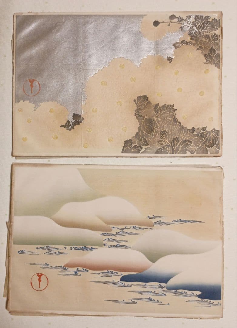 稀ちく佐壹琳派画家神坂雪佳の多色摺木版図案画帖30図案の内25図案入り明治32年