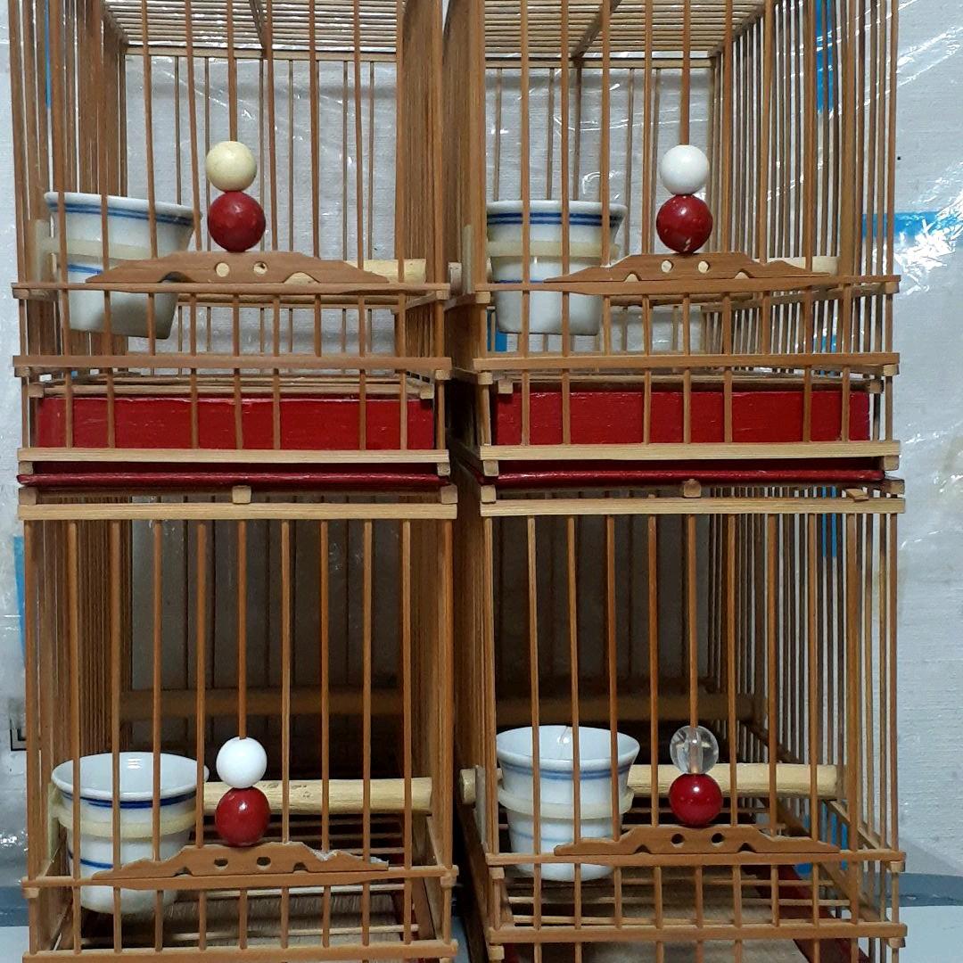 鳥籠４個セット （名札付き）手作籠