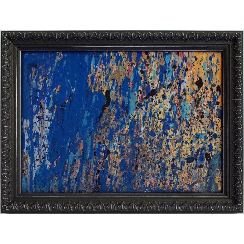 内野隆文　雨　絵画　抽象画　段ボールにアクリル　現代アート　額縁　真作