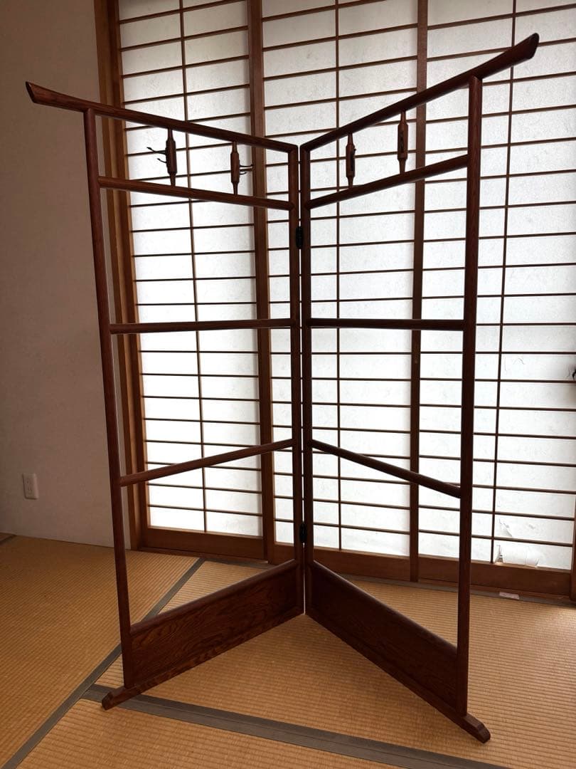 【昭和レトロ】木製 衣桁 衣紋掛け 折り畳み式 衣桁着物掛け