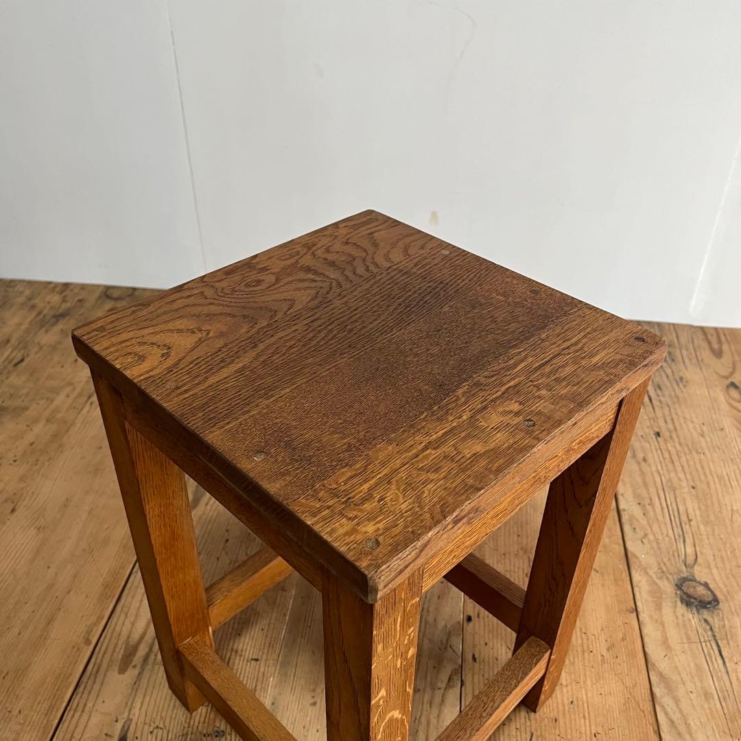アンティーク 角 スツール 椅子 植物台 無垢材 昭和レトロ z798