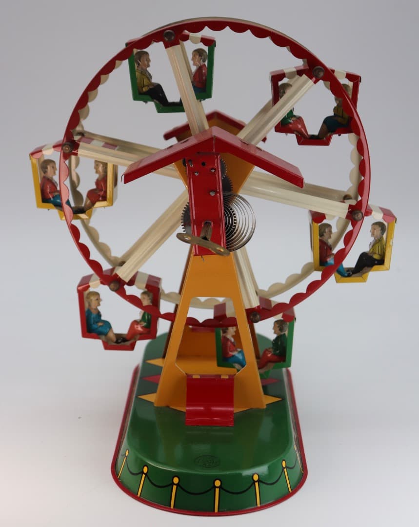 レアアイテム T＆W ドイツ製クロックワーク駆動、ブリキ製観覧車 約22cm