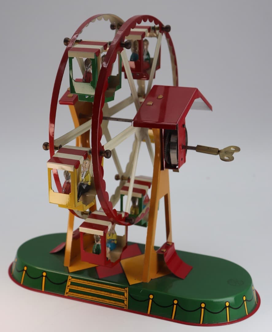 レアアイテム T＆W ドイツ製クロックワーク駆動、ブリキ製観覧車 約22cm