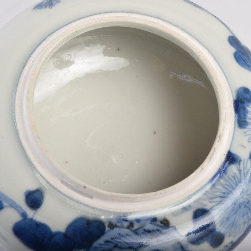 瀬戸焼　古瀬戸染付花草文　茶壷　蓋物　蓋壷　蓋香炉　V　8382