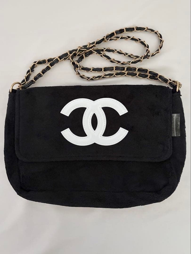 ノベルティ ショルダーバッグ　パイル生地　ロゴマーク　シャネル　美品