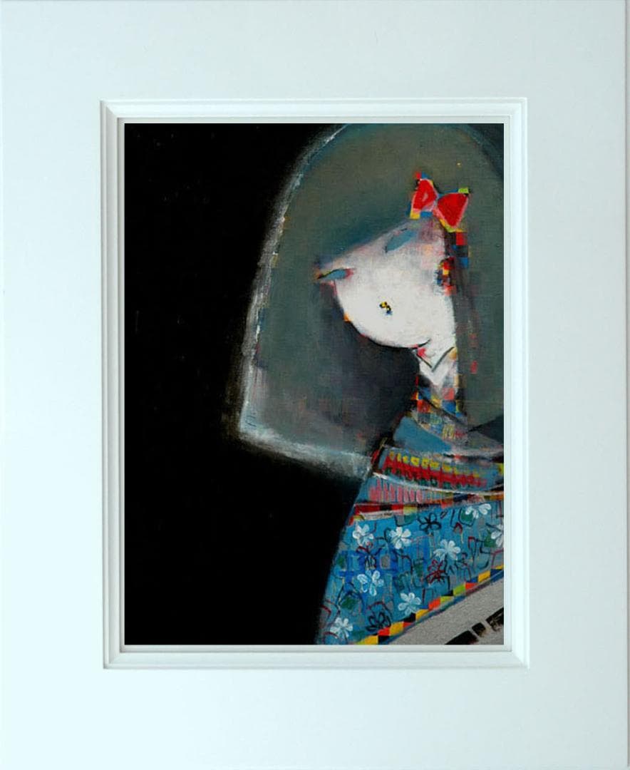 油絵 菅家令子 絵 絵画 インテリア F6-083111 市松人形 少女