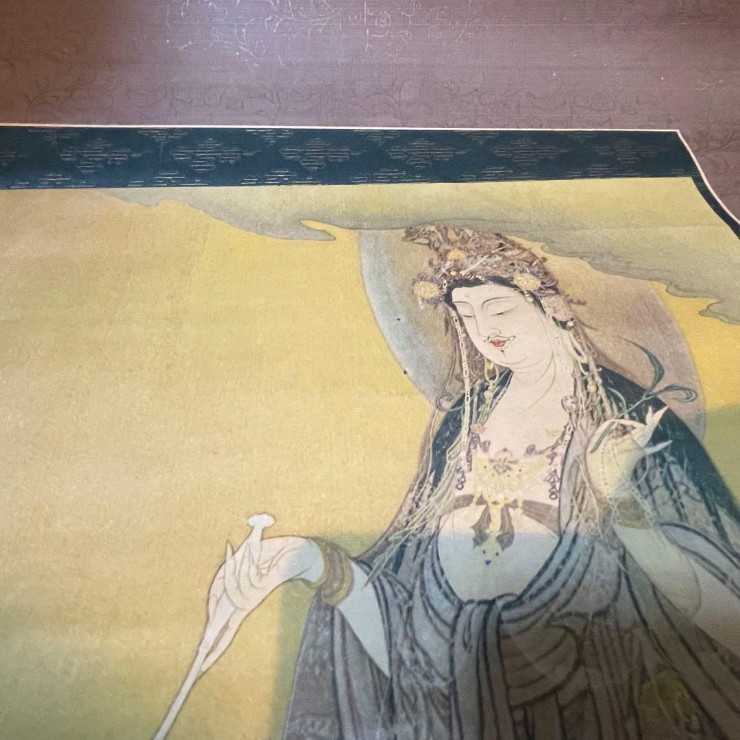 昭和初期【狩野芳崖 悲母観音】稀少國寳アンティーク日本掛け軸 骨董 中国 美術品