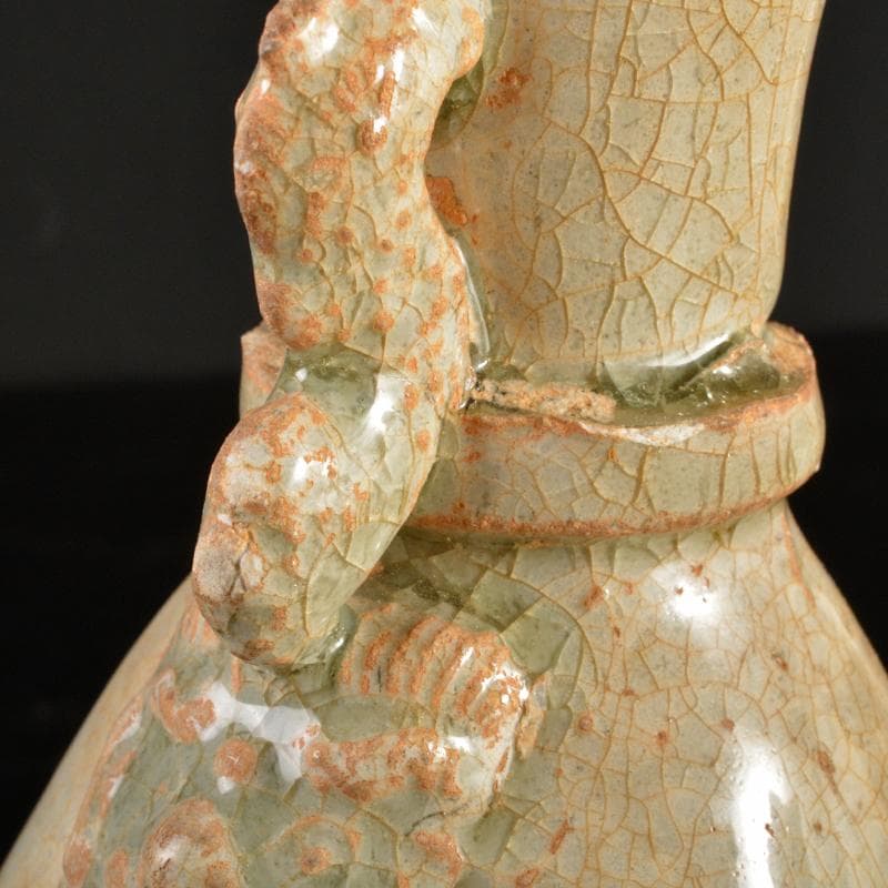 中国　耀州窯　青磁　双耳瓶　C　R6659