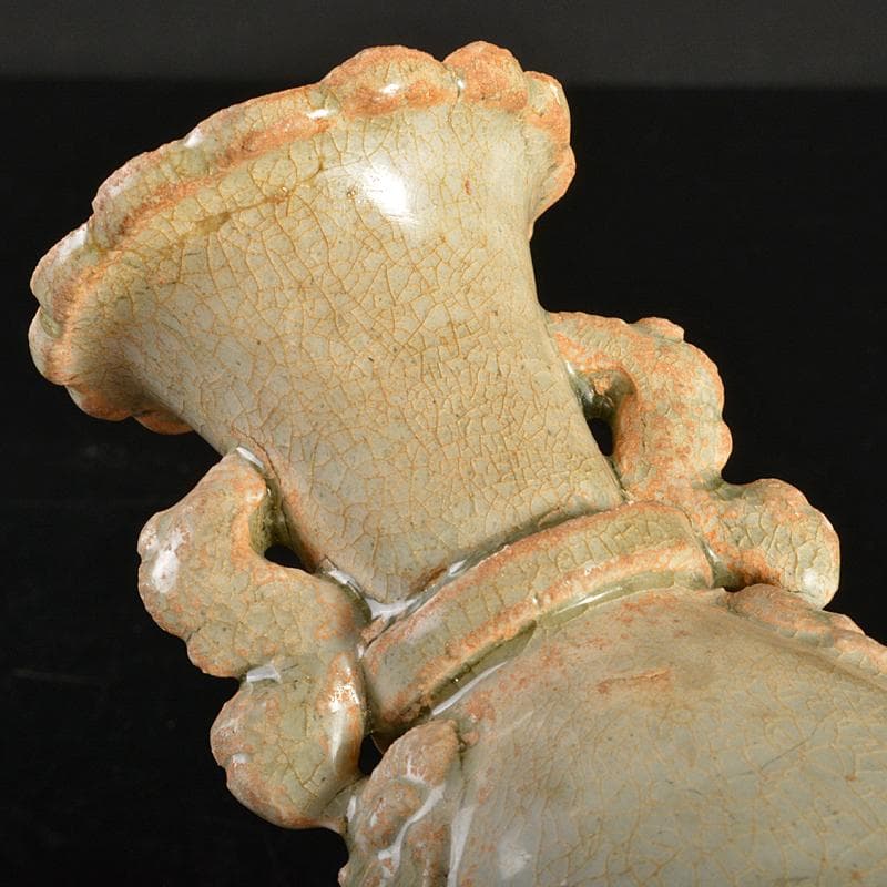 中国　耀州窯　青磁　双耳瓶　C　R6659