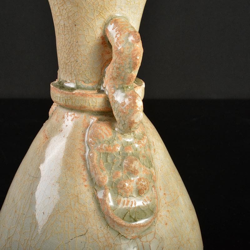 中国　耀州窯　青磁　双耳瓶　C　R6659