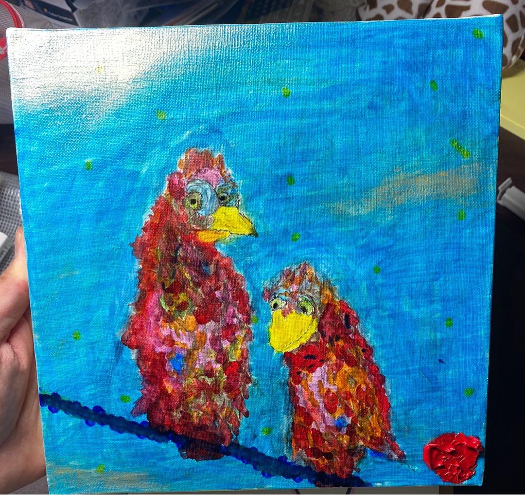 水彩画「おし鳥夫婦」