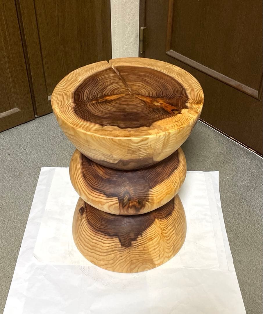 丸太　(パルック)　円筒型3段 スツール　サイドテーブル