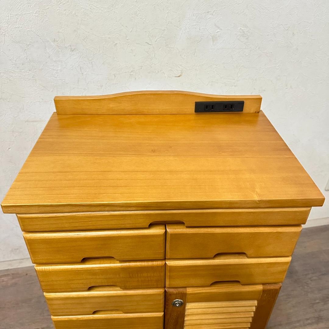 【新品・未使用】　FAX台　電話台　キャビネット　チェスト　鍵付き