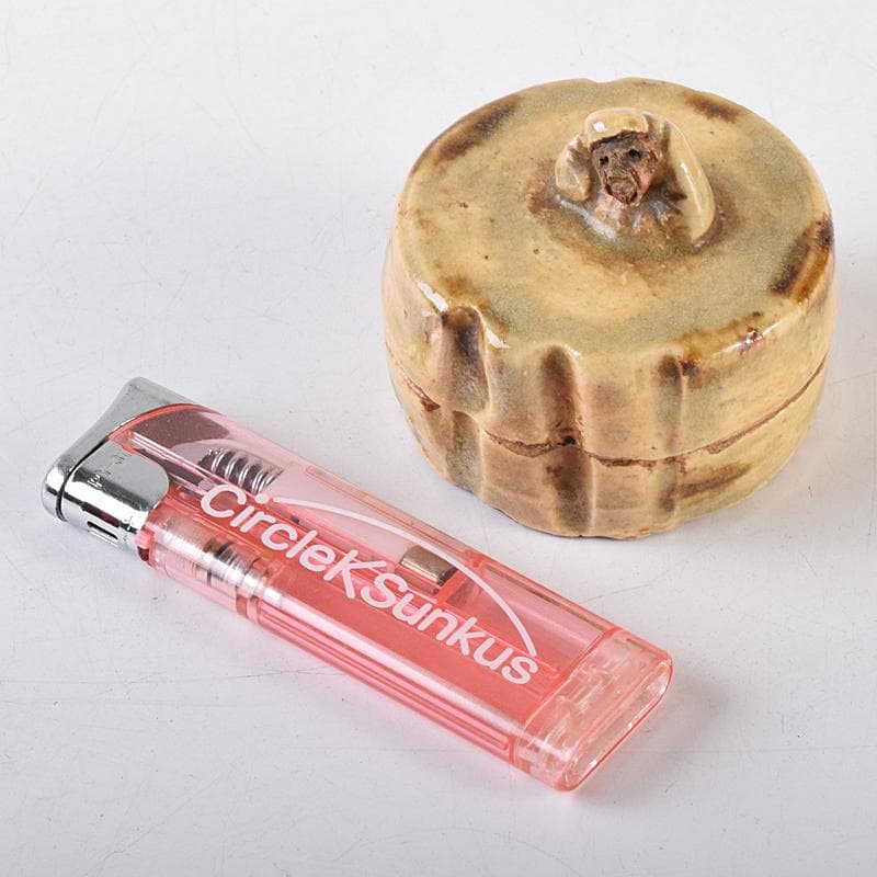 茶道具　御深井焼　米山作　老人摘香盒　香合　共箱　M　R8663