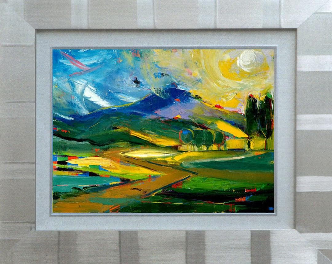 油絵 菅家令子 絵 絵画インテリア 額付(銀)F4-081411 風景 朝夕陽