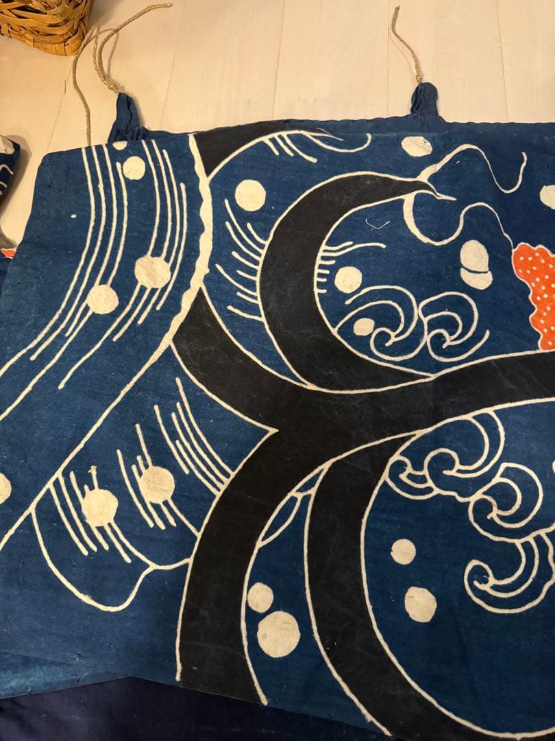 ②骨董レア品　日本古布　藍染木綿　東北馬飾り　観賞用、リメイク材料