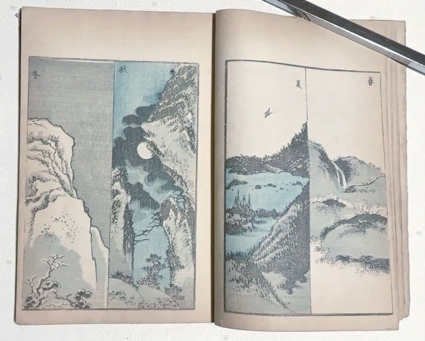 北斎画宛二編（色摺版画本)葛飾北斎画明治初期後摺再板になります（初版は天保3年)