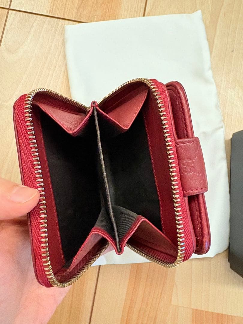 グッチ　二つ折り財布　マイクロシマ　GG　ラウンドジップ