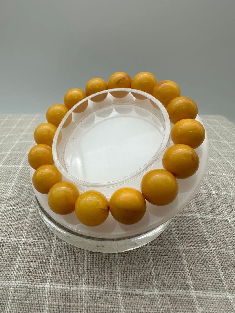 ☆天然☆ バルト海産　天然アンバー 琥珀 蜜蝋 ブレスレットフリーサイズ 美品