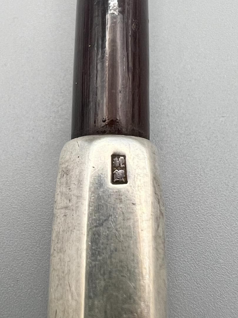 【海】純銀煙管　六角形　キセル　純刻印　銀細工　アンティーク　重量約48.8g