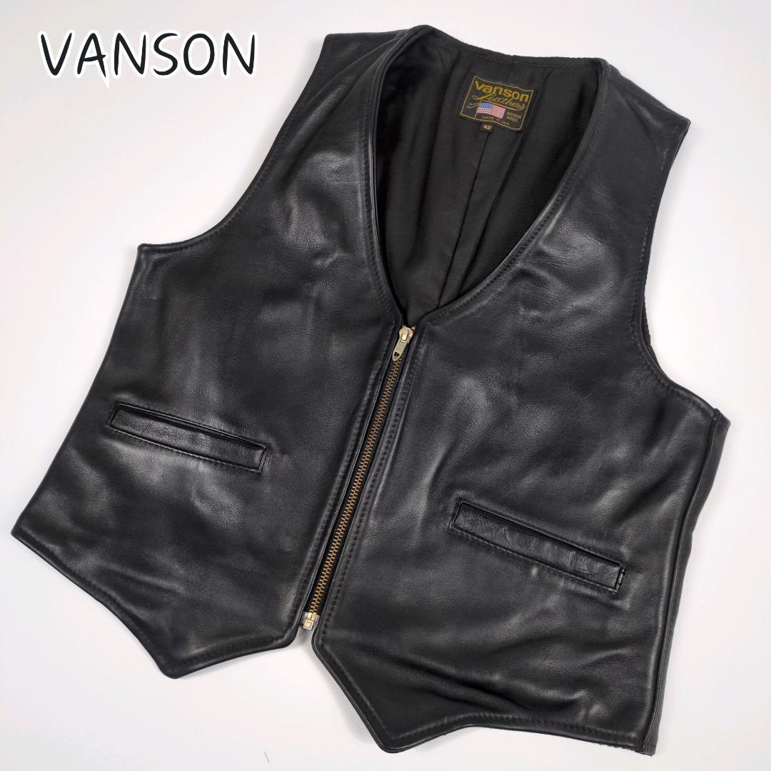 VANSON バンソン 42 XL レザー ベスト BLACK ライダース