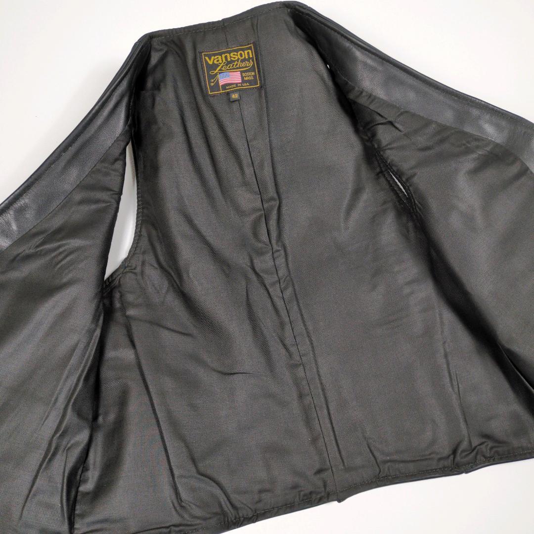 VANSON バンソン 42 XL レザー ベスト BLACK ライダース