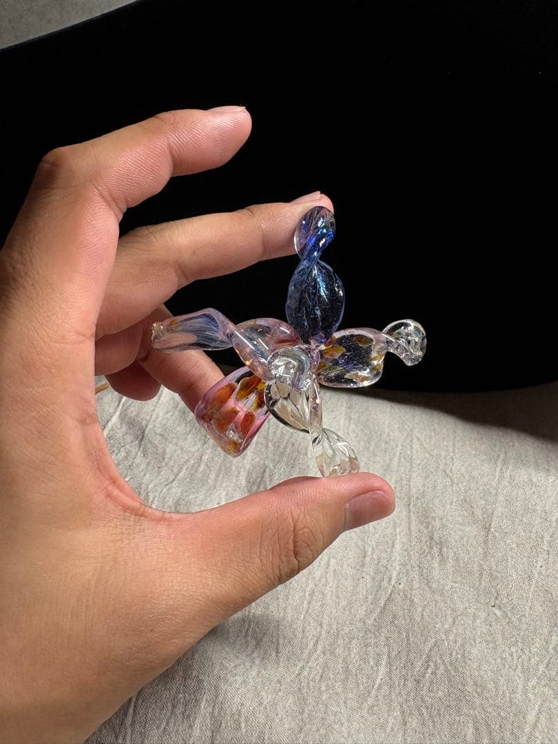 ガラス製 花の形状 お香立て