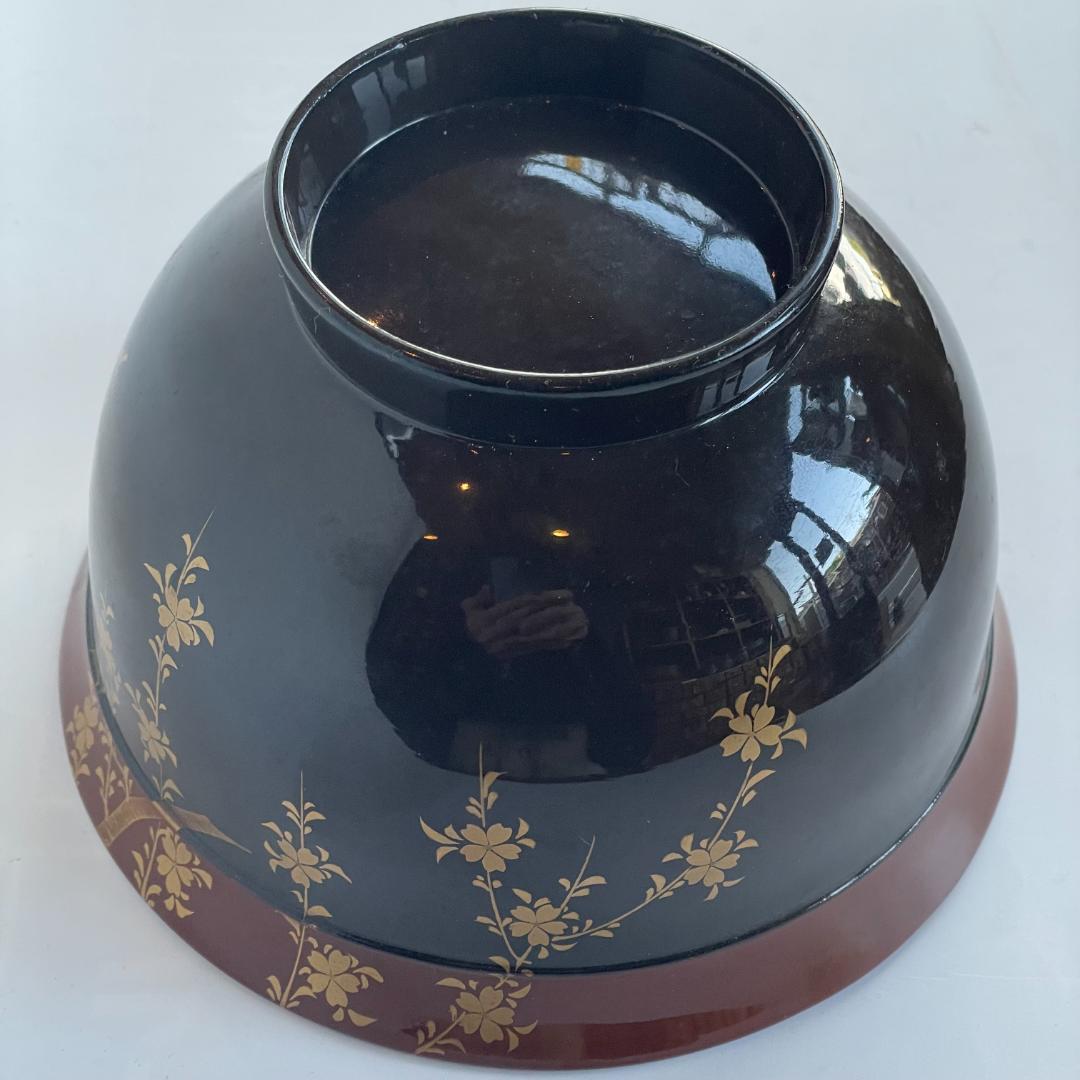 時代 金蒔絵 螺鈿 盃洗 漆 大茶椀 枝垂れ桜 さくら 菊 椿 美品