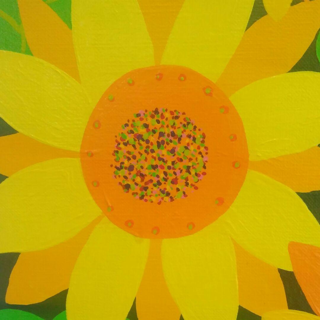 ハッピー太陽画家　小楠アキコ　作品　F6号　ハッピーひまわり